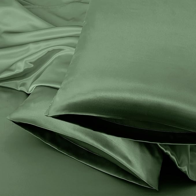 Aormenzy Satin Body Pillow Cover Set of 2, 20x54 Inches Woodland Green Body - Image 6