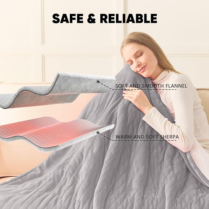 greenoak Heated Blanket Electric Queen Size 84"X90" Dual Control, Heating - Image 3