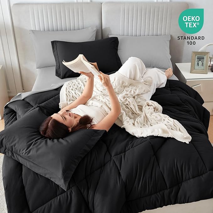 Sasttie Queen Comforter Set, 7 Pieces Bed in a Bag Queen, Complete Bedding Set - Image 2