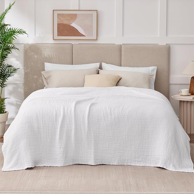 100% Cotton Muslin Blanket California King 120" x 90", 6 Layers Breathable and - Image 4