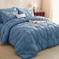 CozyLux Full Size Comforter Sets Grayish Blue, 7 Pieces Pintuck Bed in A Bag by CozyLux