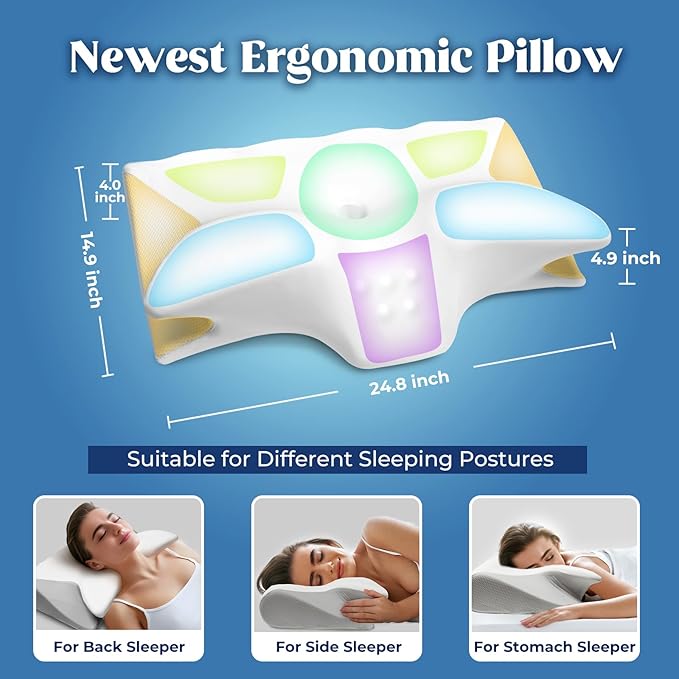 Cervical Pillow for Neck Pain Relief, Cooling Contour Memory Foam Pillows - Image 5