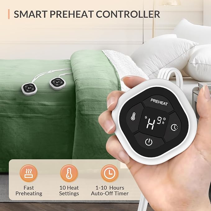 HOMLYNS LuxeHeat Heated Blanket Electric Blanket Queen Size, Soft Flannel - Image 2