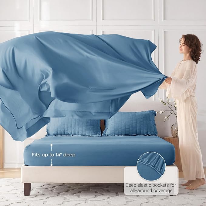 MUXHOMO 5 Pieces Twin XL Comforter Set, Seersucker Bed in a Bag Twin XL Size - Image 3