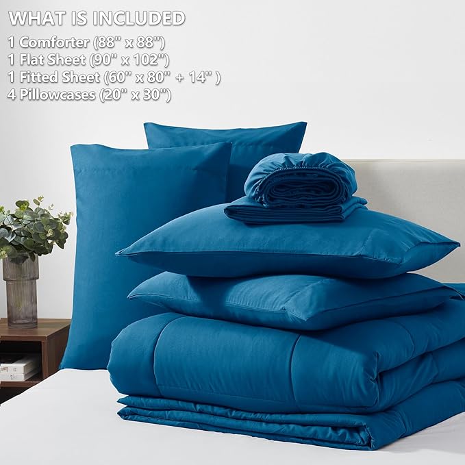 CozyLux Queen Comforter Set Teal, 7 Pieces Bed in a Bag, Teal Comforters Queen - Image 6