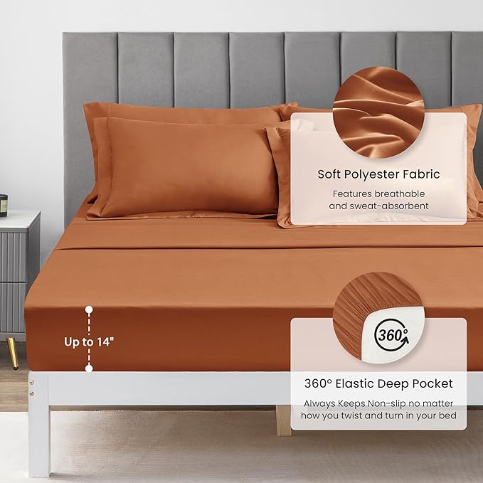Love's cabin King Size Comforter Set Terracotta, 7 Pieces King Bed in a Bag - Image 4