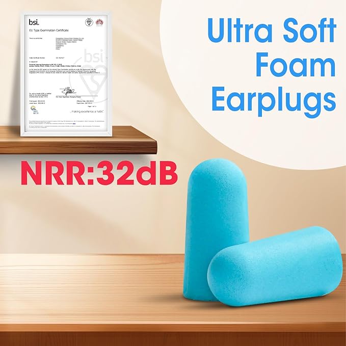 AZEN 100 Pairs Ear Plugs Bulk, NRR 32dB Soft Foam Ear Plugs - Image 8
