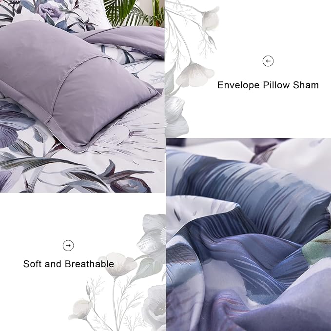 Luxudecor Floral Comforter Set Full Size 7 Piece, Elegant Floral Comforter - Image 5
