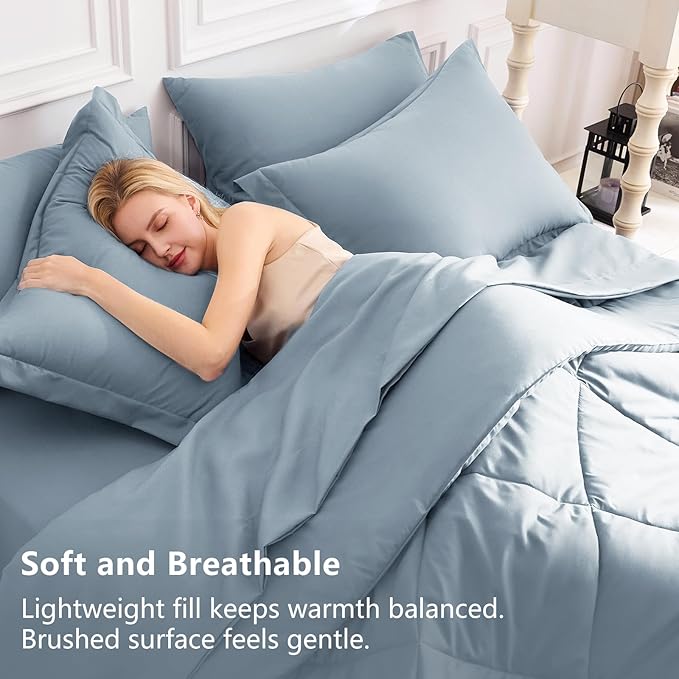 CozyLux Full Size Comforter Sets Dusty Blue - Image 3