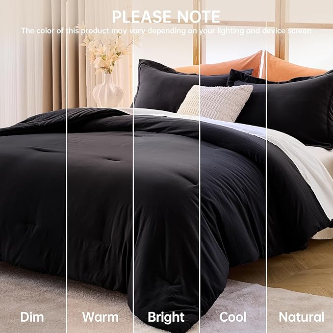 MUXHOMO Black Queen Comforter Set, All Season Ultra Soft Down Alternative - Image 9