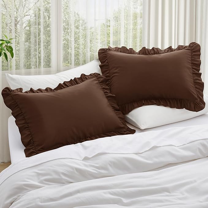 KKJIAF Ruffle Pillow Cases Standard Size Set of 2, Ruffled Pillow Covers - Image 2