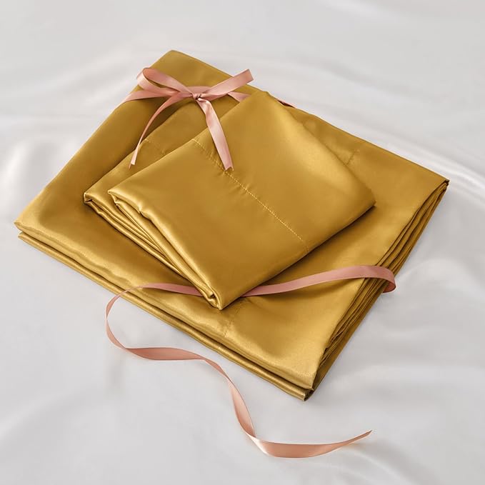 BEDELITE Satin Fitted Sheet and Pillowcases Set, Luxury Soft Similar to Silk - Image 6