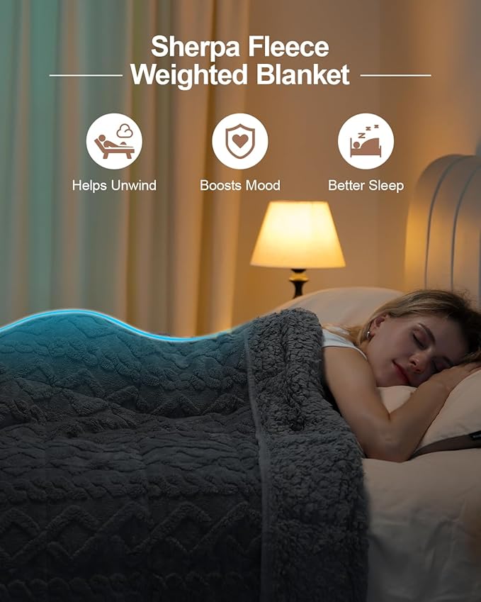 Super Fuzzy Soft Sherpa Fleece Weighted Blanket, 20 lbs Dual Sided Fluffy Heavy - Image 2