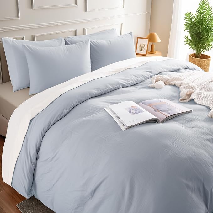 NEXHOME PRO Queen Duvet Cover Set, 100% Washed Cotton - Image 2