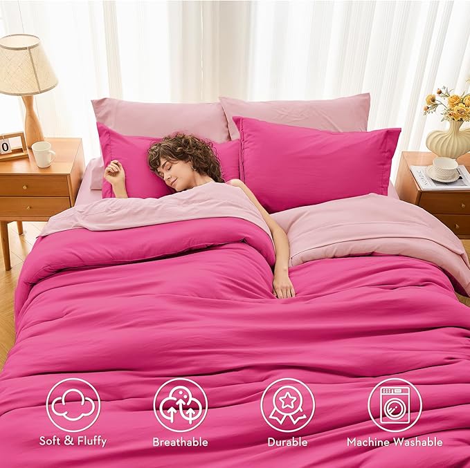 MUXHOMO 7 Pieces King Comforter Set, Soft Bed in a Bag King Size, All Season - Image 2