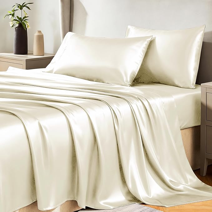 CozyLux Satin Sheets Queen Size Bed Set by CozyLux