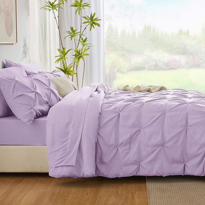 CozyLux Full Size Comforter Sets Lavender, 7 Pieces Bed in A Bag Light Purple - Image 8