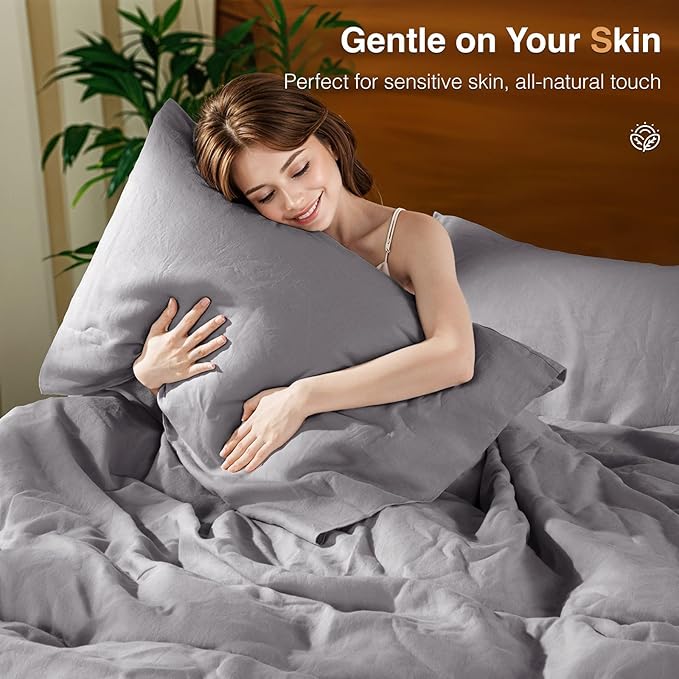 SONORO KATE 100% French Linen Duvet Cover, Soft Breathable - Image 5