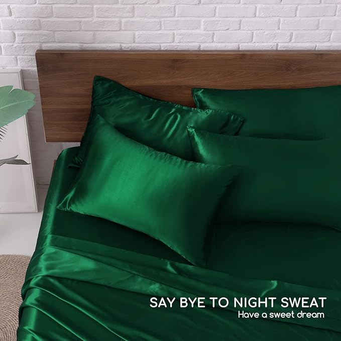 MR&HM Satin Bed Sheets, Queen Size Sheets Set - Image 6