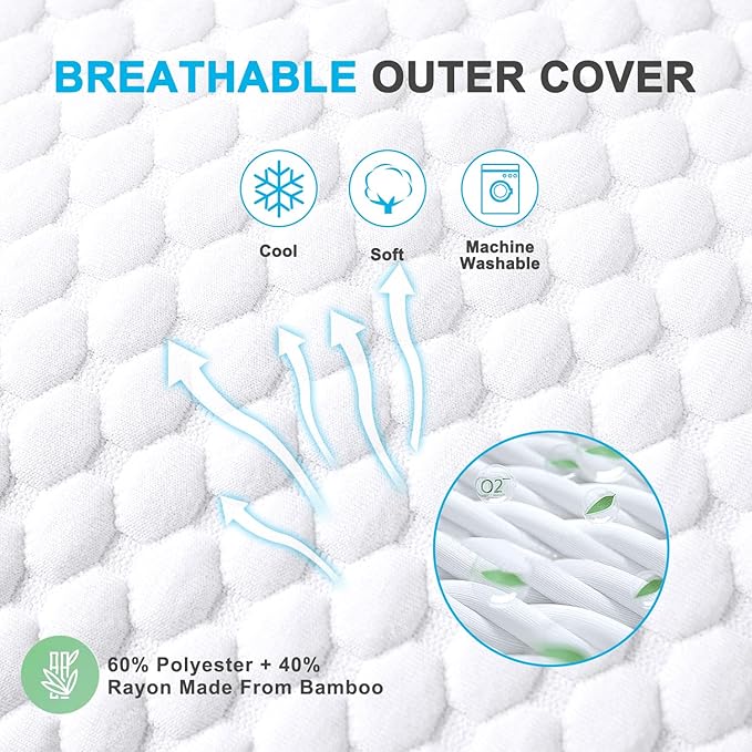 VVZ Cooling Bed Pillows King Size Set of 2, Shredded Memory Foam Pillows - Image 6