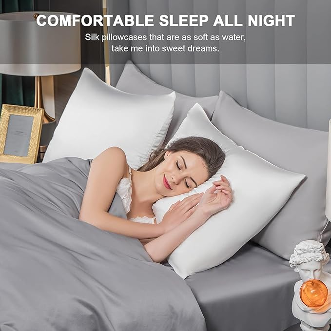 Mulberry Silk Pillowcase for Hair and Skin, Cooling Silk Pillow Case - Image 4
