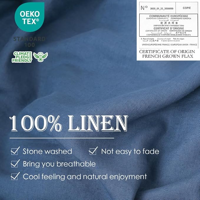 Simple&Opulence 100% Linen Duvet Cover Set 2pcs Basic Style Natural French - Image 2