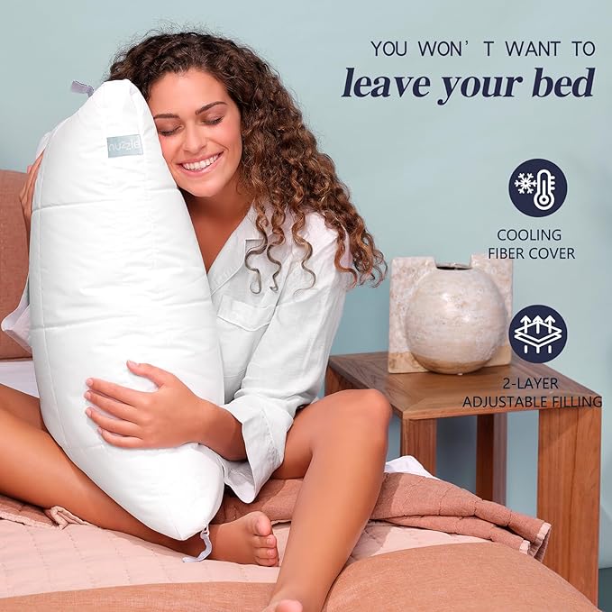 Nuzzle Pillows Standard Size Set of 2 Cooling Adjustable Pillows - Image 6