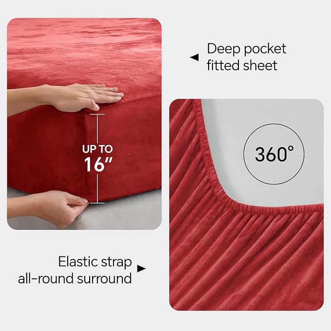 BEDELITE Flannel Sheets Queen Size Red - Image 4