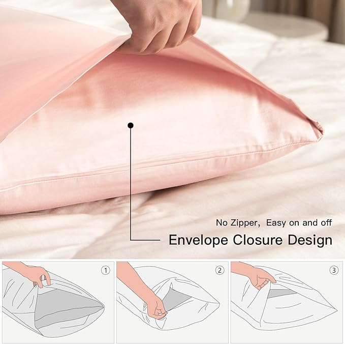 100% Cotton Standard Pillowcases Set of 2, Deep Dream 600 Thread Count Pillow - Image 3