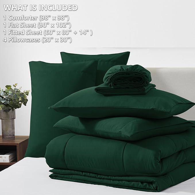 CozyLux Oversized Queen Comforter Sets Emerald Green, 7 Pieces Bed in a Bag - Image 6