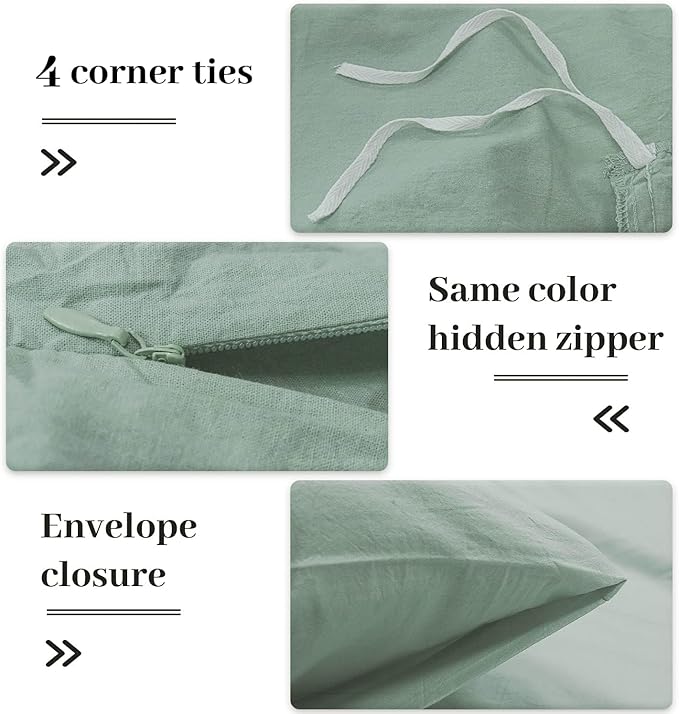 NEXHOME PRO Duvet Cover Set Queen Size Linen Look Textured Organic Natural 100% - Image 4