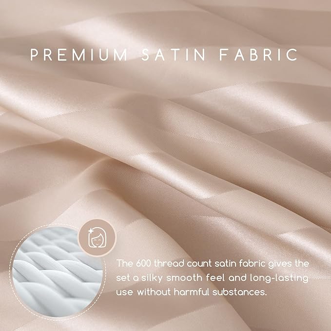 MR&HM Satin Bed Sheets, Queen Size Sheets Set - Image 3