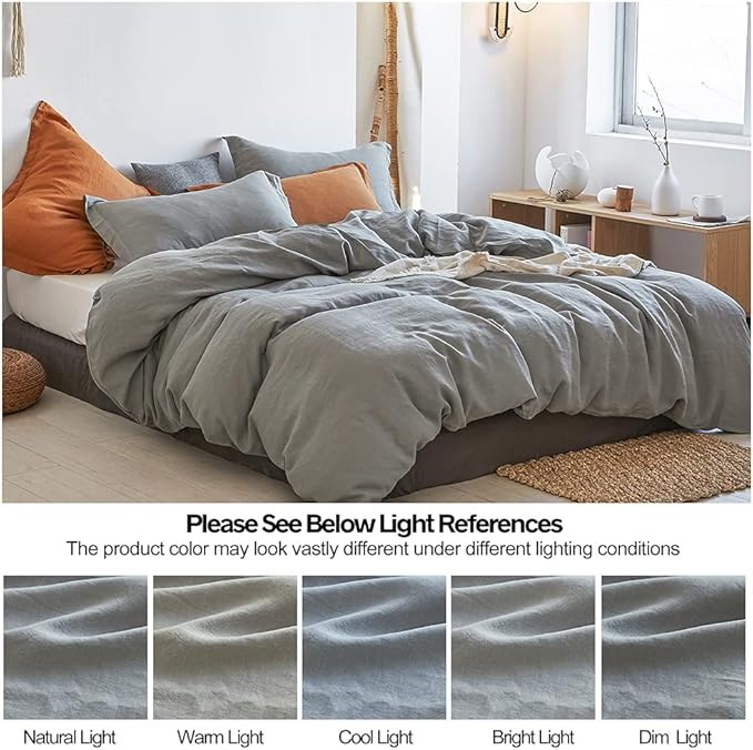 Simple&Opulence 100% Linen Duvet Cover Set 2pcs Basic Style Natural French - Image 6