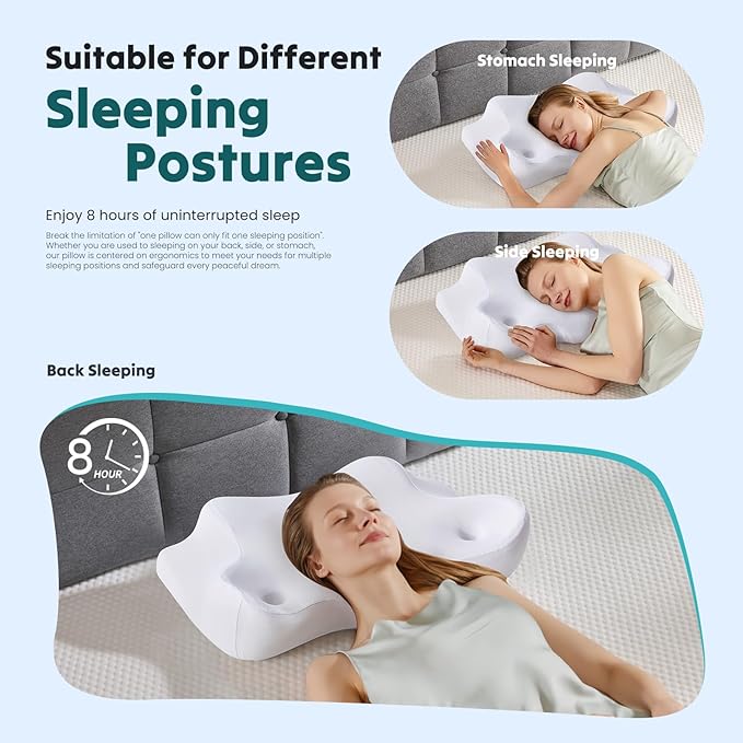 DUMOS Cervical Neck Pillow for Sleeping, Cooling Ergonomic Memory Foam Pillow - Image 7