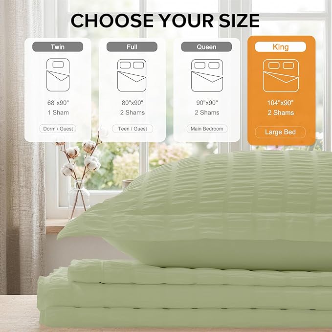 Cozyide Green Duvet Cover King Size, 3 Pieces Bedding Duvet Covers, Soft - Image 3