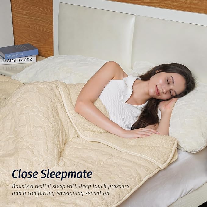 Wemore Weighted Blanket for Adults Twin Size 15 lbs, Dual Sided Soft Fuzzy - Image 3