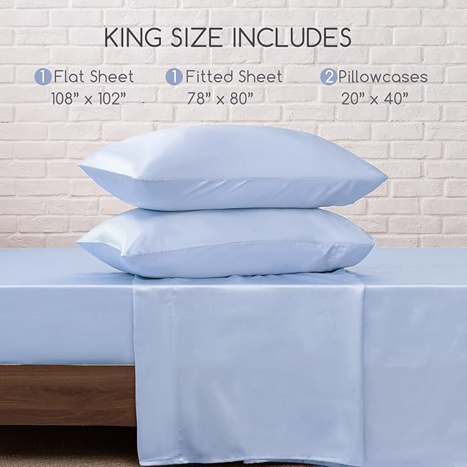 MR&HM Satin Bed Sheets, King Size Sheets Set - Image 7