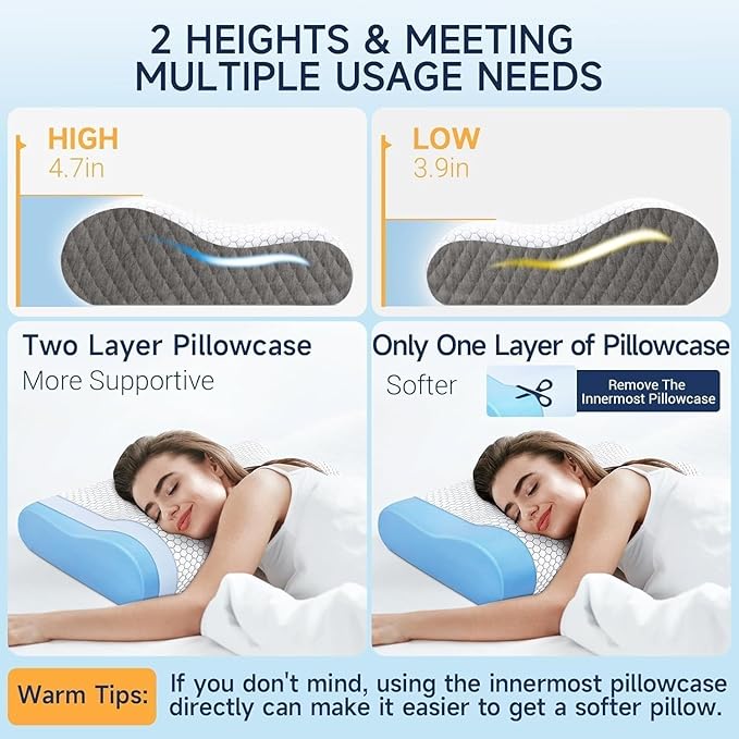 CloudBliss Memory Foam Pillow, Ergonomic Neck Contour Cervical Pillow - Image 4