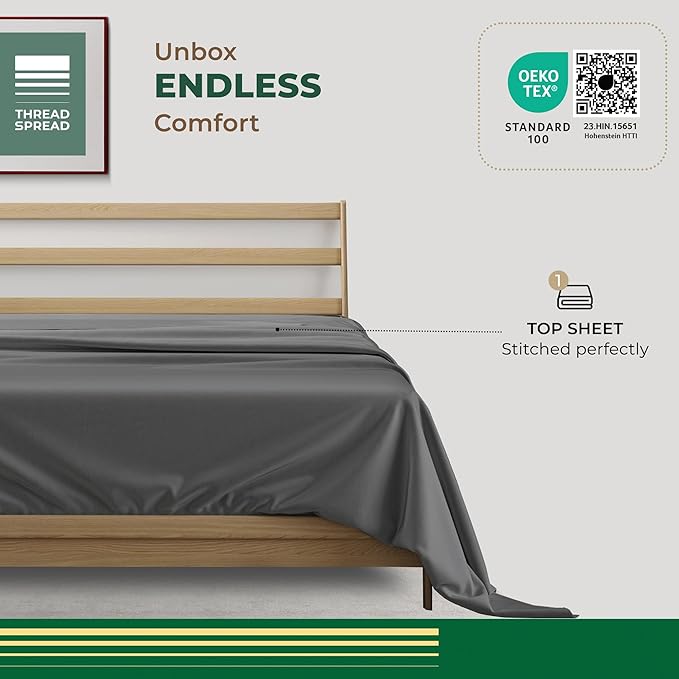 THREAD SPREAD 100% Organic Cotton Percale Flat Sheet King Size - Image 3