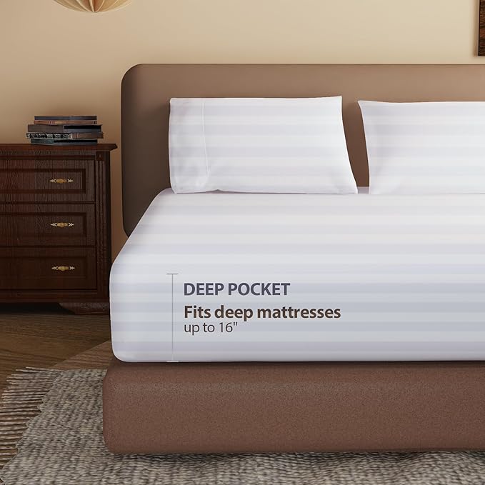100% Egyptian Cotton Fitted Sheet Twin Size, 600 Thread Count, Single Fitted - Image 3