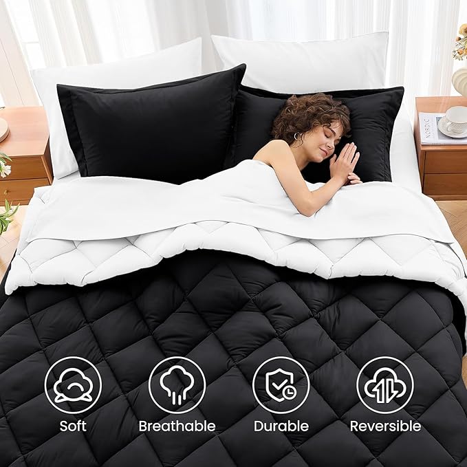 MUXHOMO 7 Pieces California King Comforter Set, Reversible Bed in a Bag Cal - Image 6