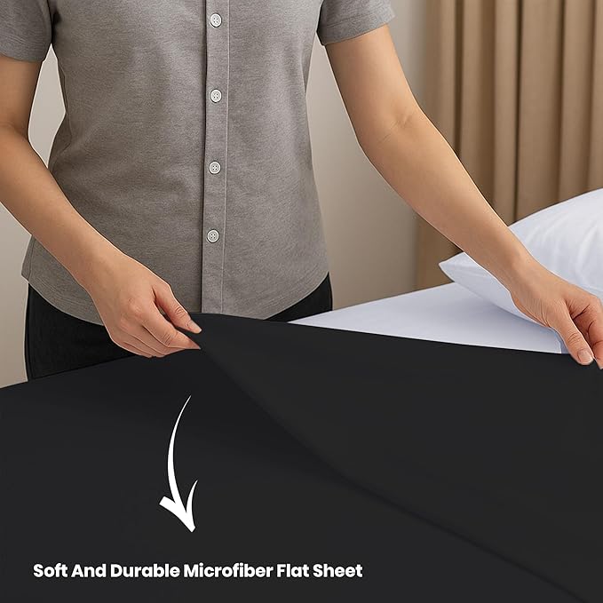 GOLD TEXTILES Queen Flat Sheet 6 Pack – Brushed Microfiber Top Sheets - Image 3