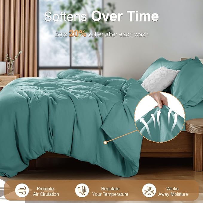 SONORO KATE 100% French Linen Duvet Cover Queen Size, Soft Breathable - Image 5