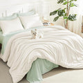 Litanika Ivory Comforter Set Full Size, 3 Pieces Lightweight Solid Bedding by Litanika