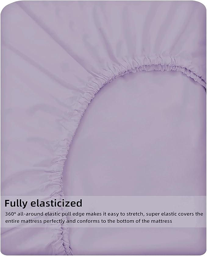 HBHLFZ King Fitted Sheet Only 2 Pack, Soft Breathable Bottom Sheet - Image 5