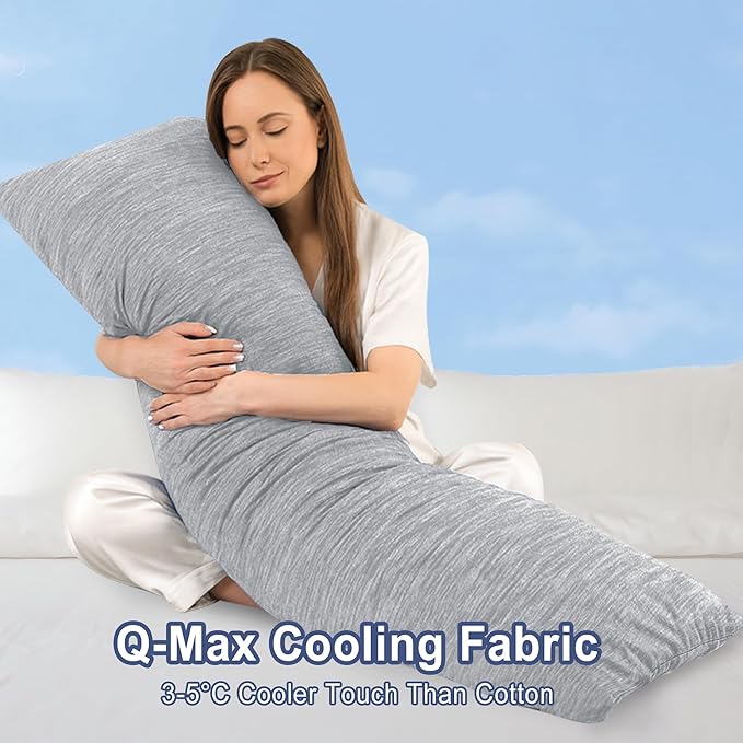 DWCN Cooling Body Pillow for Adults, 20x54 Inch Light Grey - Image 2