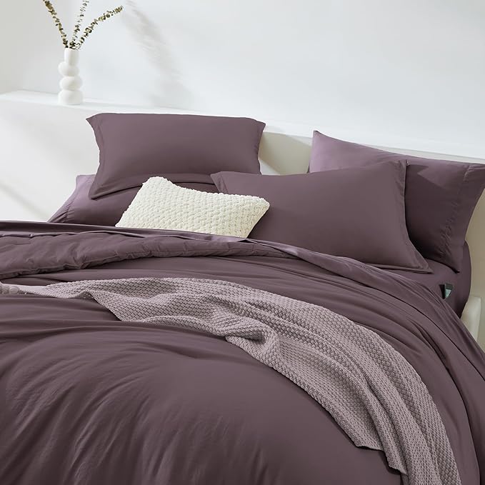 WRENSONGE Twin Comforter Set- 5 Pieces Artic Plum Twin Bed in a Bag, All Season - Image 3