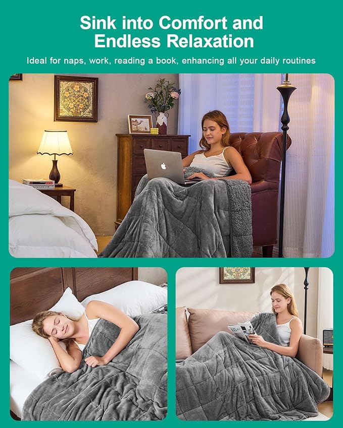 Super Fuzzy Soft Sherpa Fleece Weighted Blanket, 12 lbs Dual Sided Fluffy Heavy - Image 4