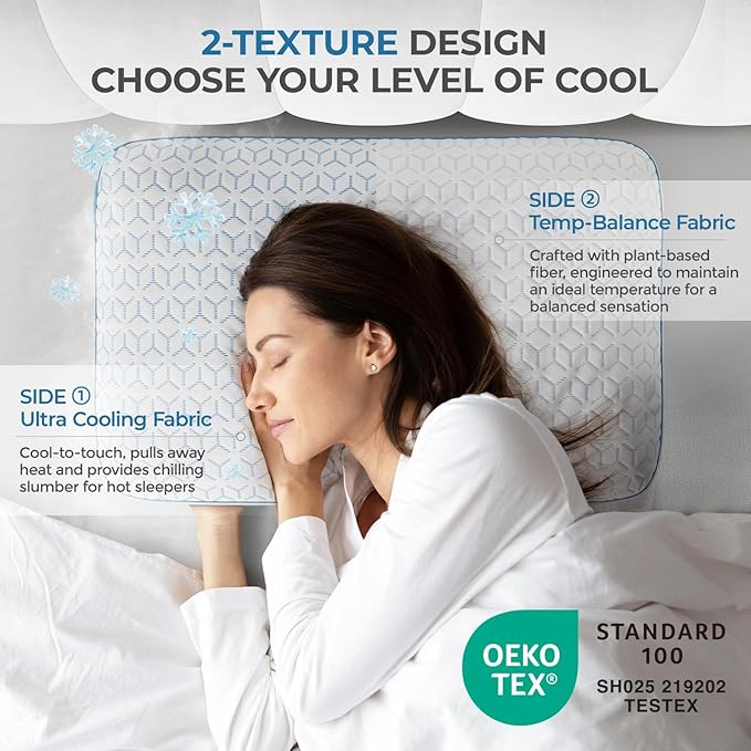 Sweetnight Cooling Pillows Queen Size Set of 2, Shredded Memory Foam Pillows 2 - Image 2