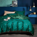 mixinni Dark Green Duvet Cover Queen Size, 100% Long Staple Cotton Honeybee by mixinni